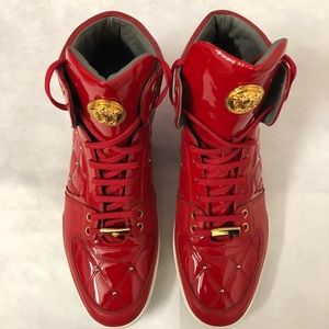 Versace Quilted Red Patent Leather High Tops